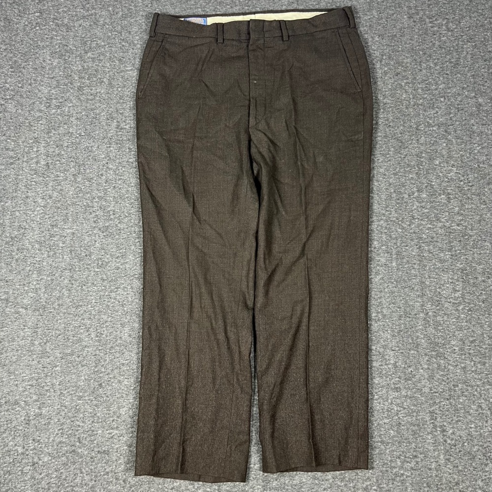 Vintage Pendleton Dress Pants Mens 34x27 Brown 100% Wool Trousers Made in USA